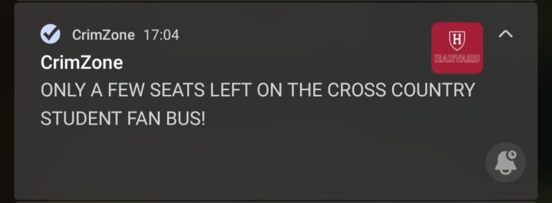 notification from harvard's crimzone app