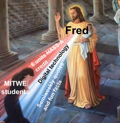 Fred blessing MITWE students with things