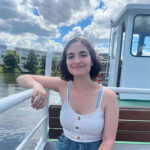 MIT student Crista Falk on a boat.