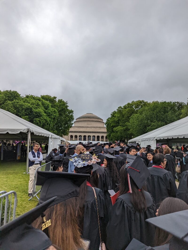 the great dome, with many graduates in front