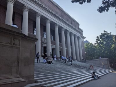 steps leading up to a building full of columns