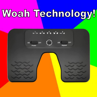 Foot pedal on a rainbow background