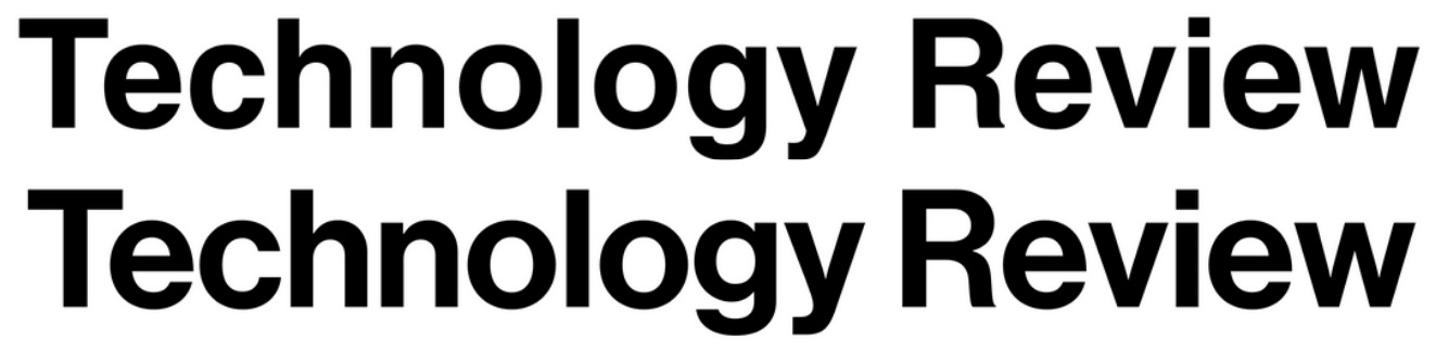 technology review in helvetica and neue haas grotesk