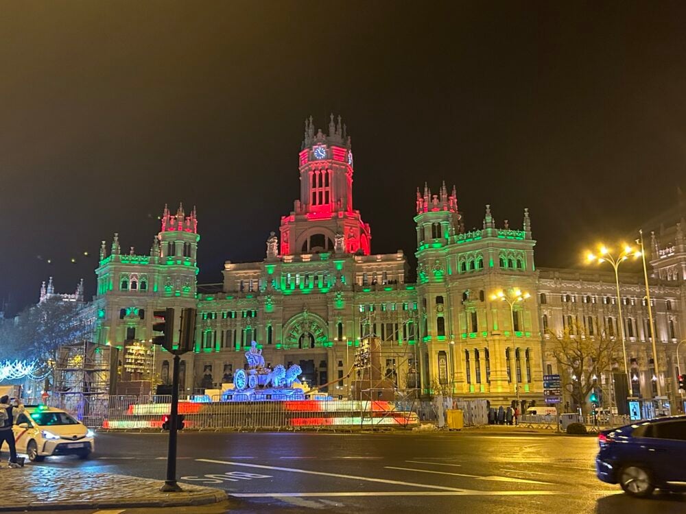 madrid palace lit up 