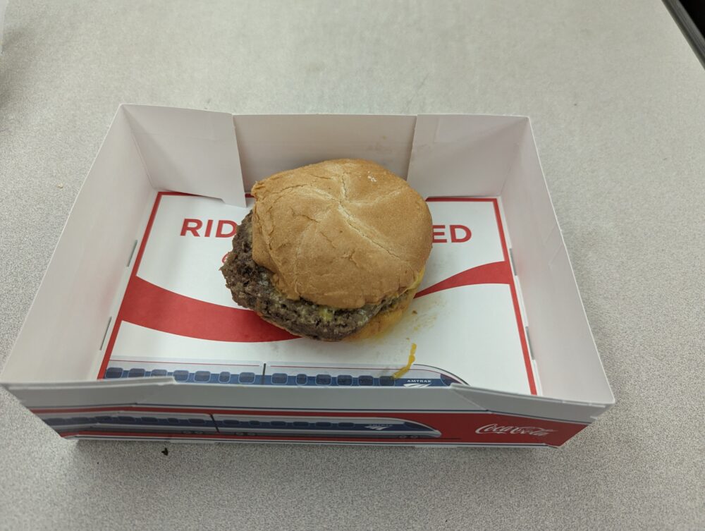 a cheeseburger in a box. (it's not appetizing.)