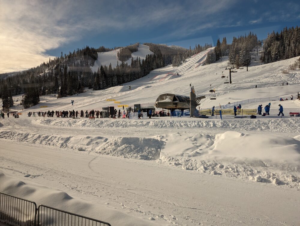 ski resort on hill, with massive line