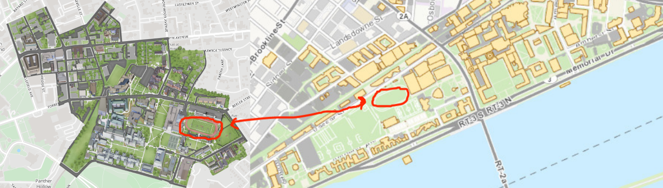 map of cmu and mit side by side with tracks circled