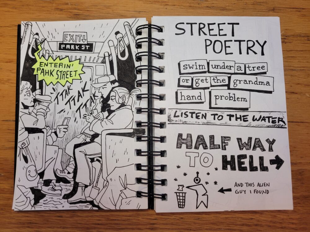 sketchbook: red line and street poetry