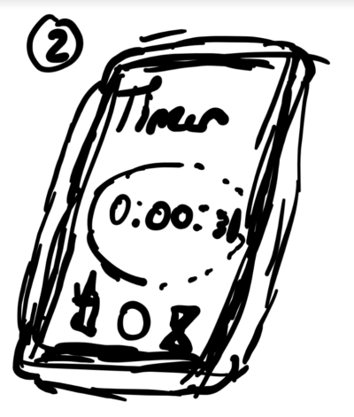 drawing of phone with timer