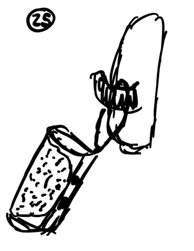 drawing of speaker hanging from hook
