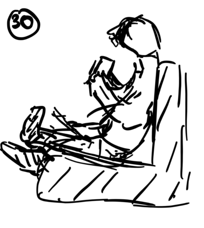 drawing of person in chair