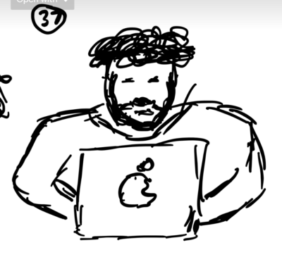 drawing of macbook user