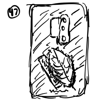 drawing of phone with leaf in case