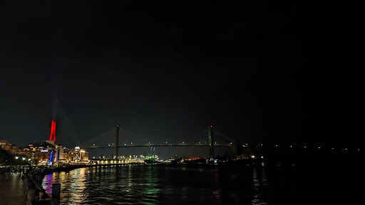 night time shot of the savannah river