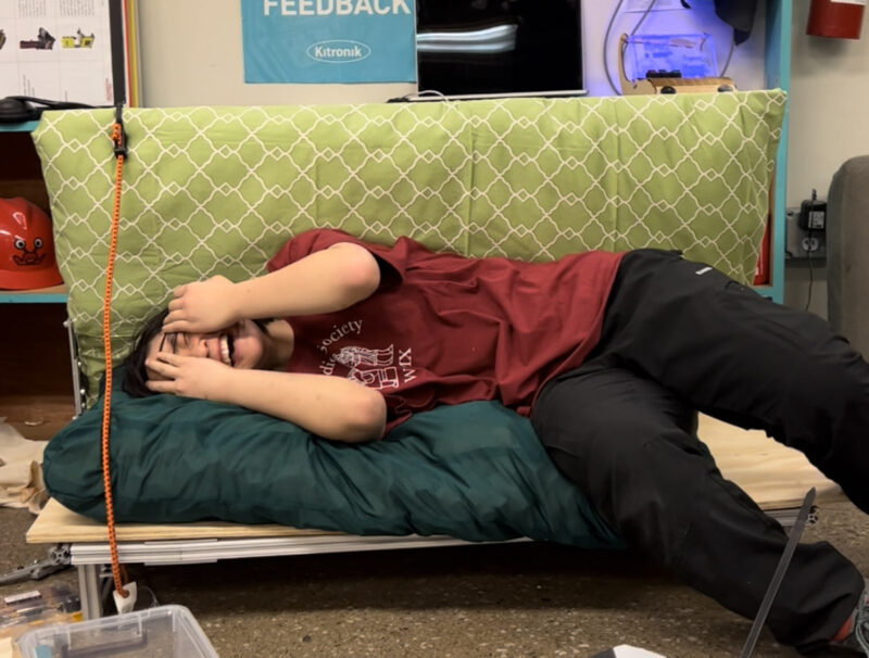 me dying of laughter at 4am on the couch i made.