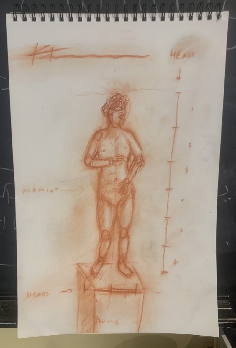 drawing of a standing woman