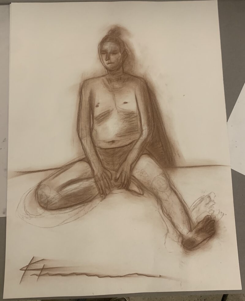 drawing of a man sitting down