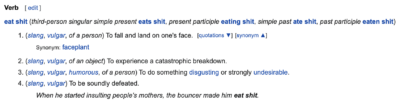 wiktionary defintion for "eat shit"