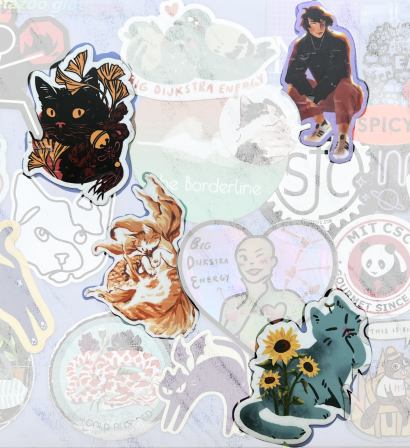 black cat sticker, zuko sticker, cat mermaid, sunflower cat