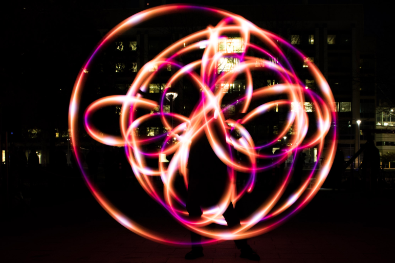 pink and orange led flowers