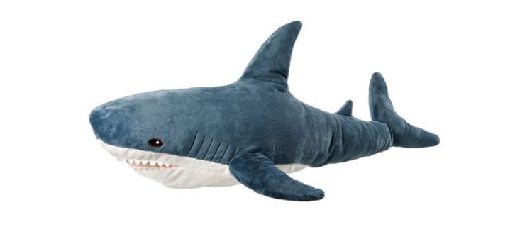a blue and white shark plush