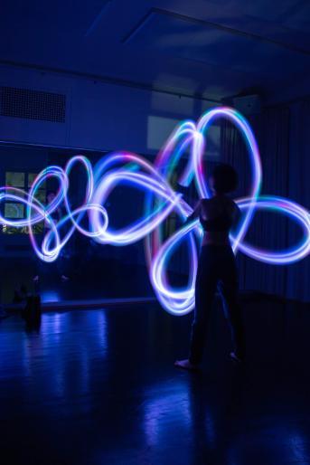 blue led poi flowers