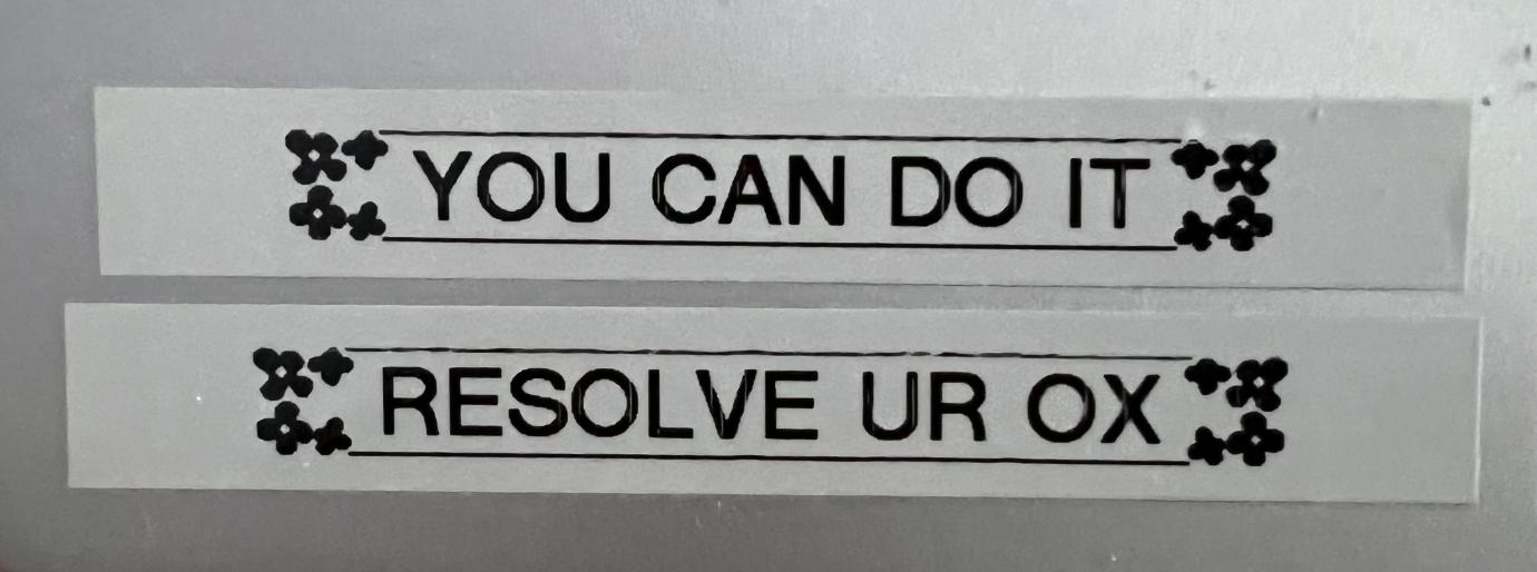 label that reads "you can do it. resolve your OX"