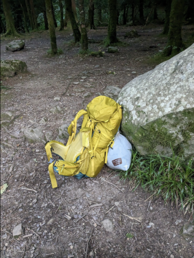 big yellow hiking backpack
