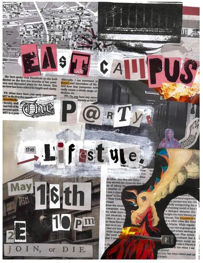 east campus party theme that reads: east campus, the party the lifestyle, may 16th 10pm 2E join or die