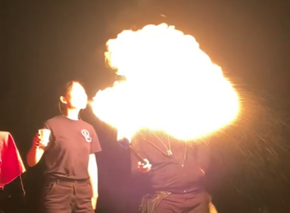 me breathing out a huge cloud of fire