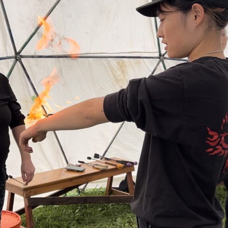 me trying out fleshing by contacting torch to skin