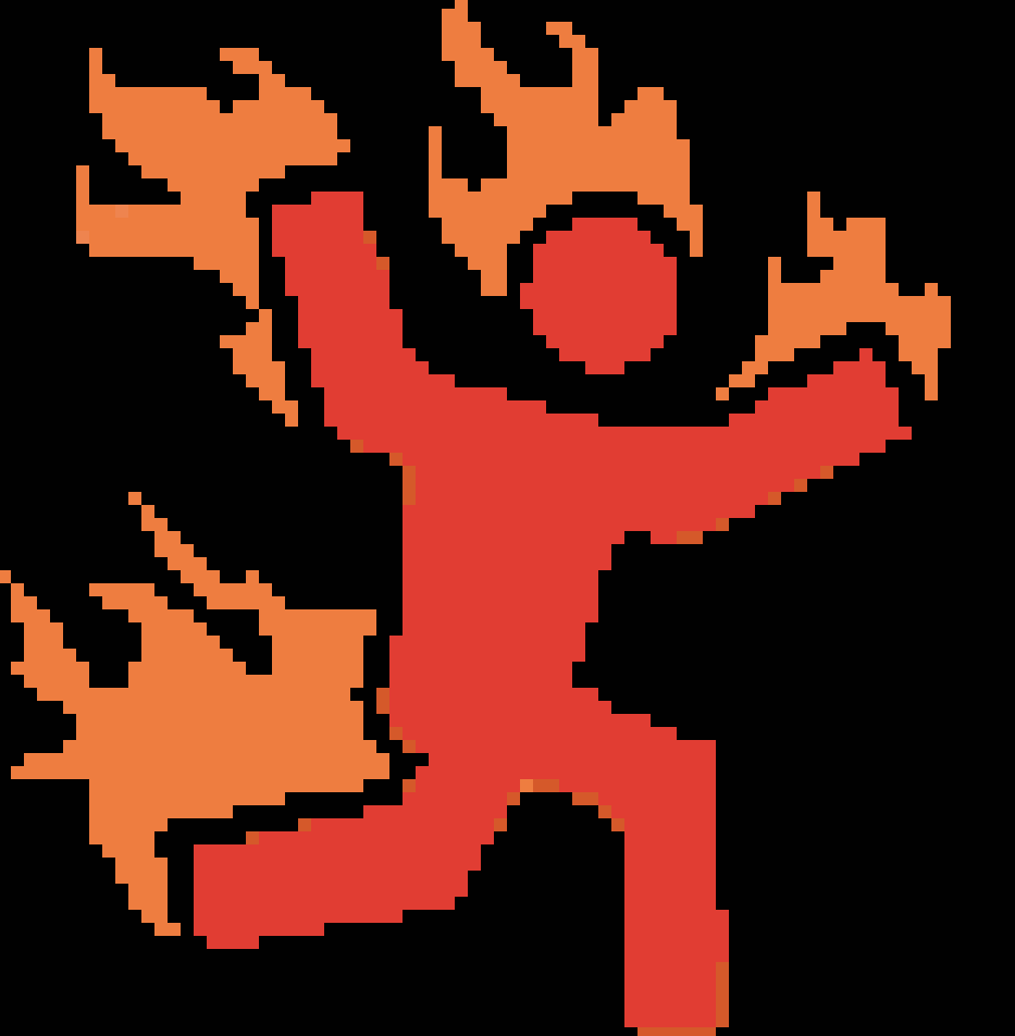 human icon symbol on fire