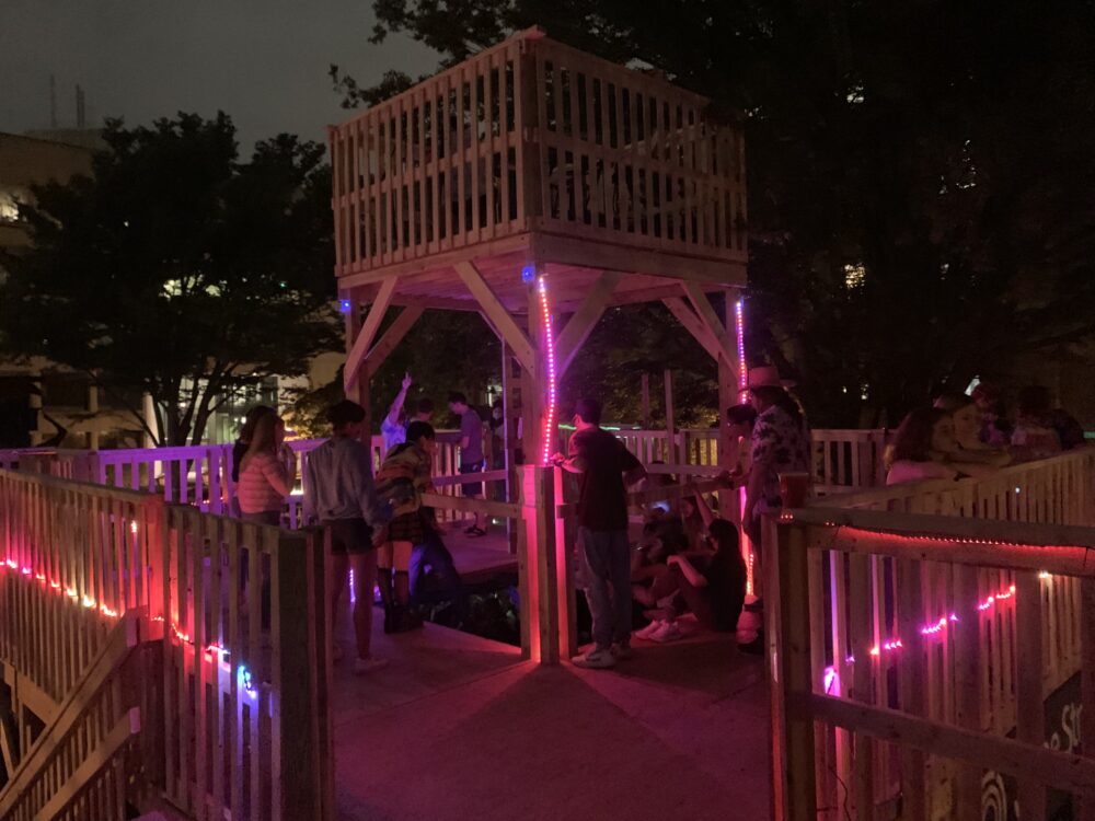 wood fort with LED lights