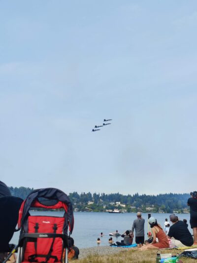 fighter jets above for an air show