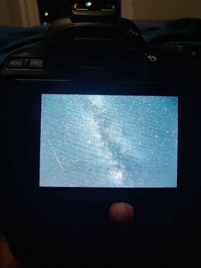 photograph of milky way bands on my camera
