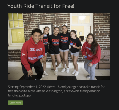 picture saying youth ride transit for free