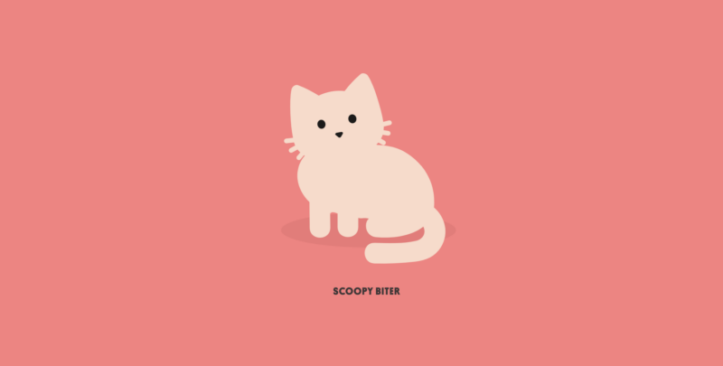 Red background with white cat named