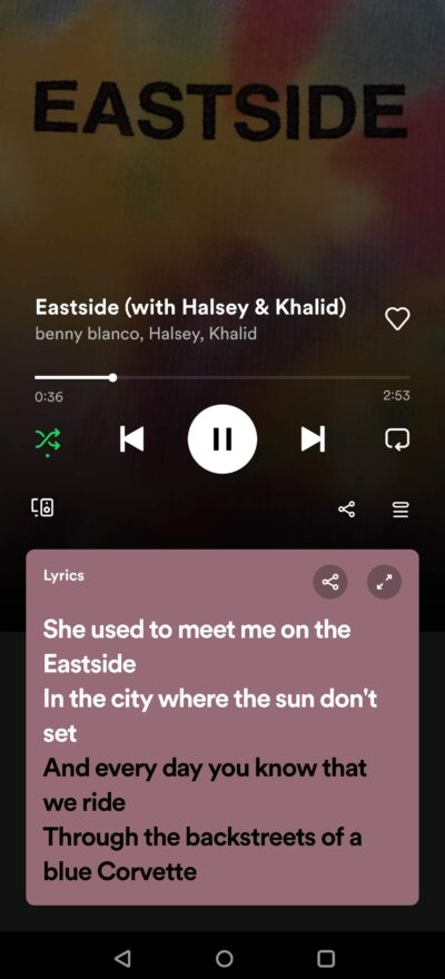Eastside song lyrics