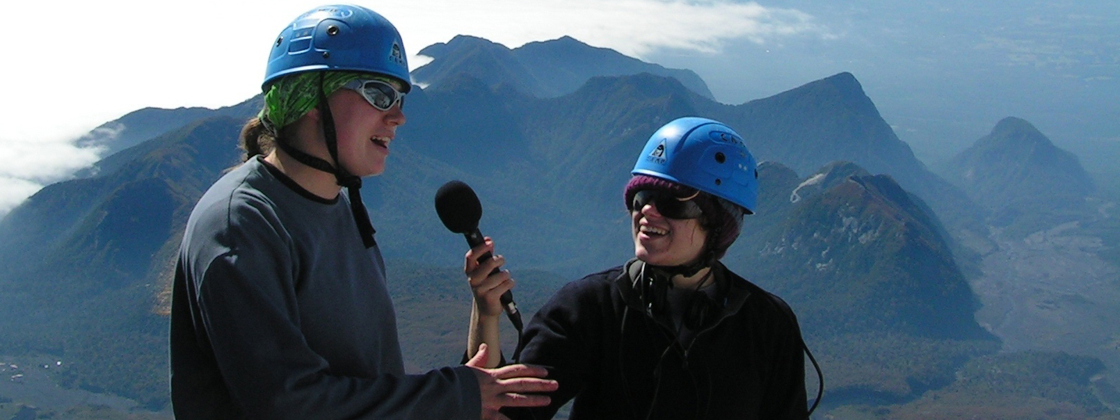 MIT Terrascope students interviewing on a mountaintop.
