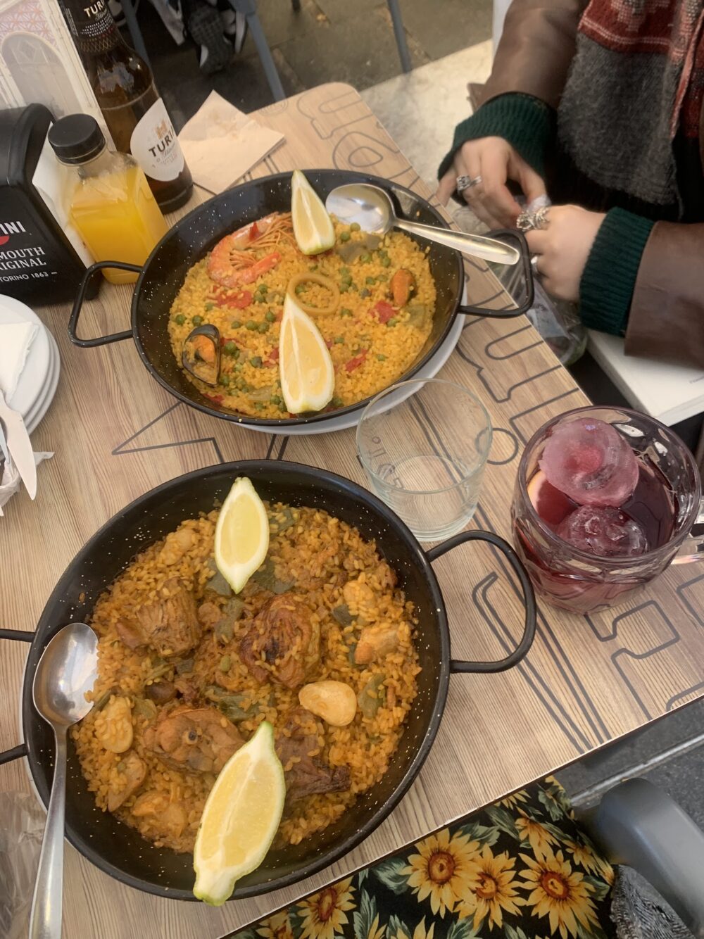 two plates of paella