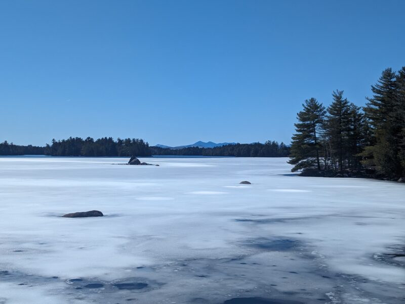 frozen maine lake 