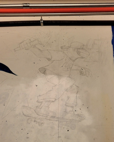 mural sketch with pencil