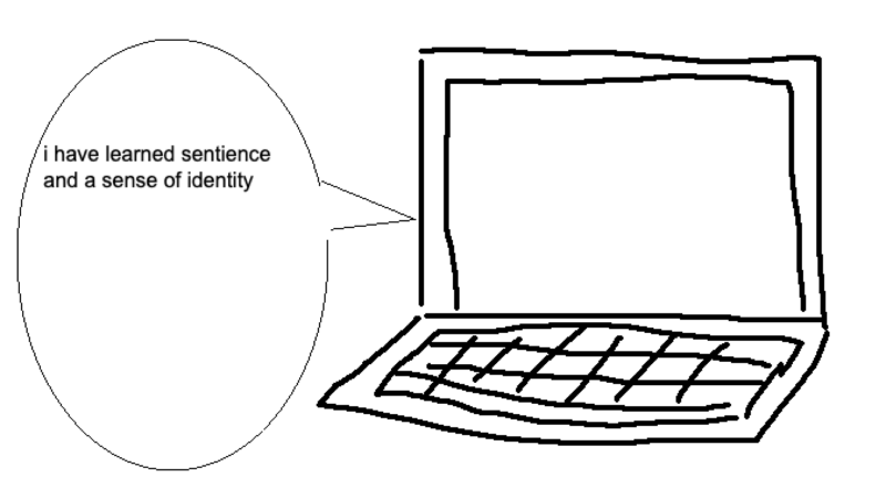 my computer says: "i have learned sentience and a sense of identity"