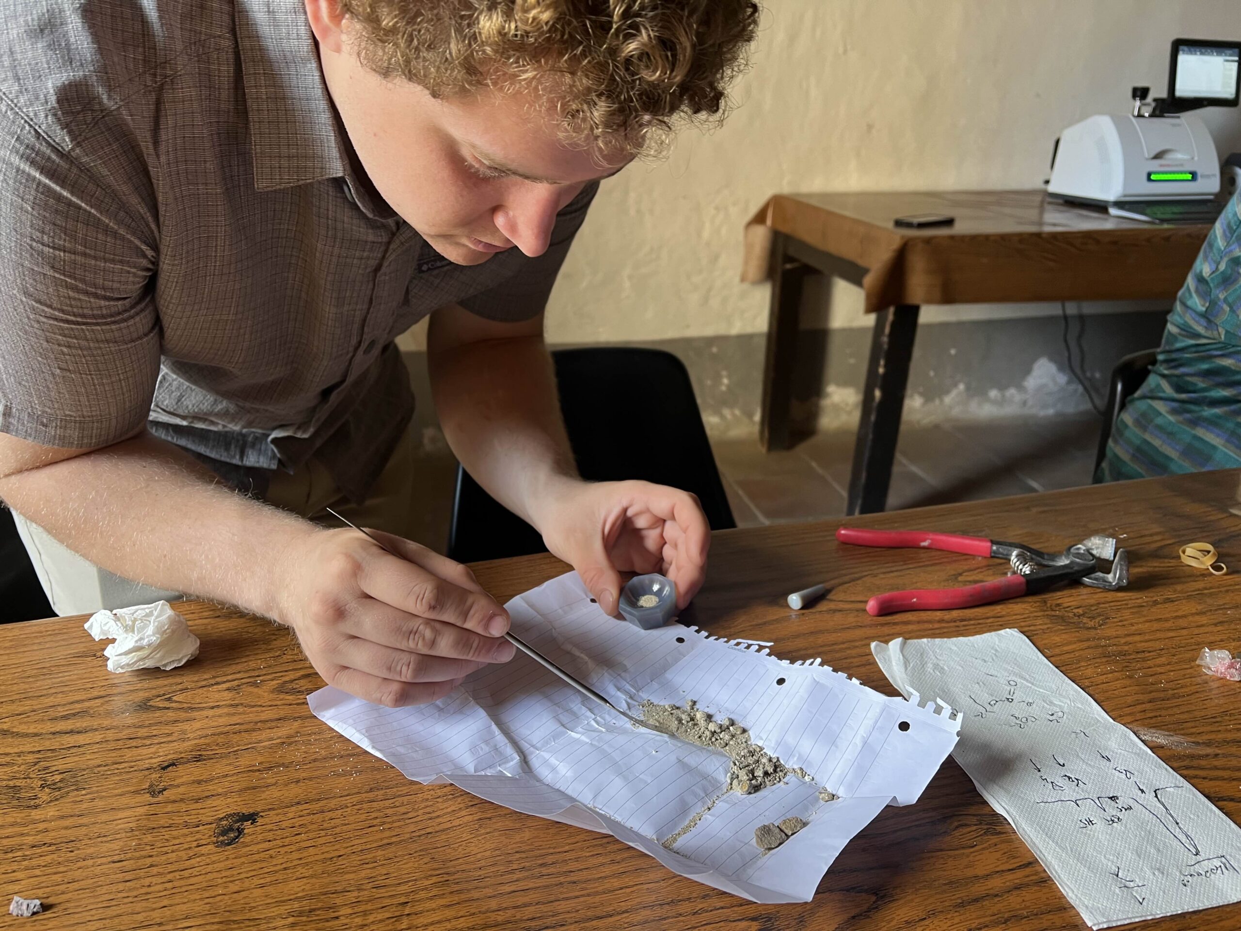 george prepares a sample for the ftir