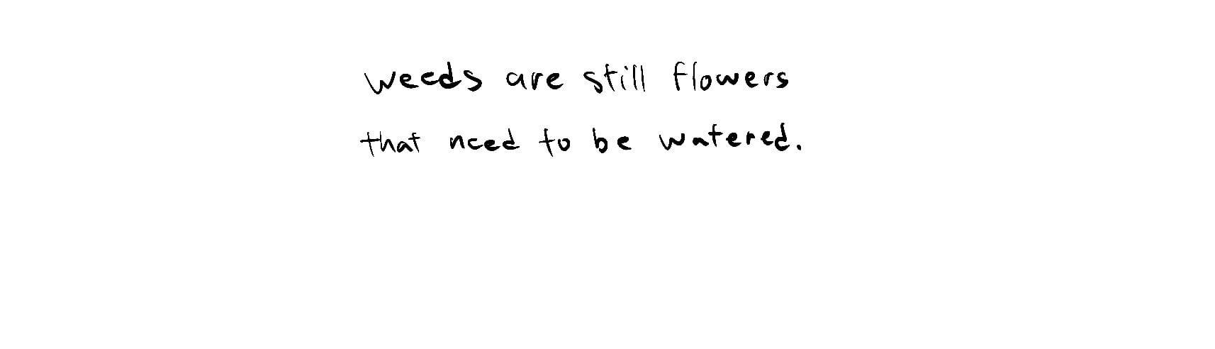 weeds are still flowers that need to be watered