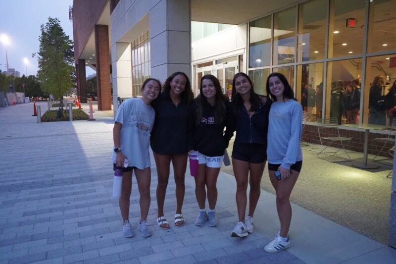 Junior soccer class outside.