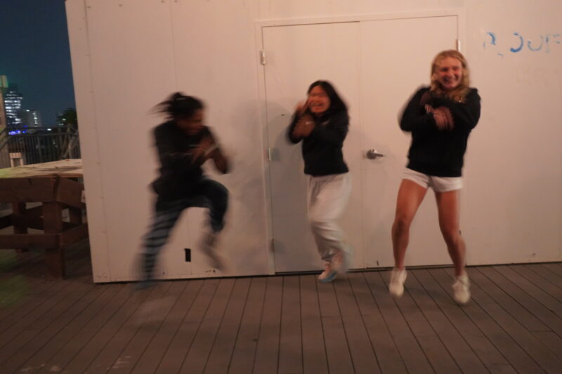 Players dancing together.