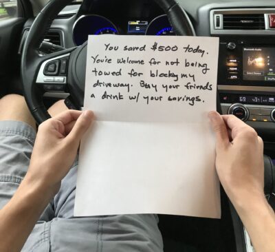 note on car