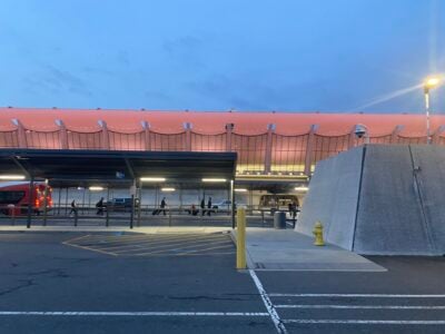 Front view of Washington Dulles airport early in the morning