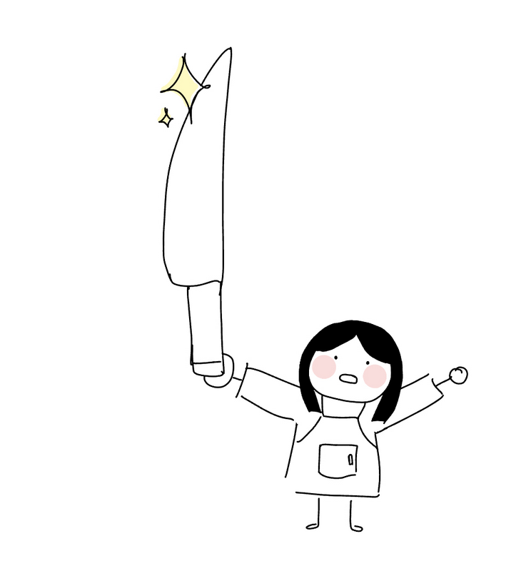 A doodle (made on Notability) of a girl with a confused expression holding a giant&hellip;